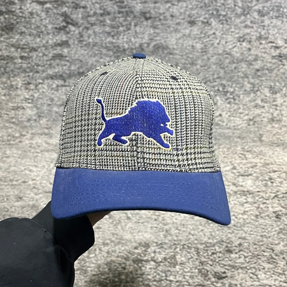 Vintage Detroit Lions American Needle Snapback Hat NFL Blue Gray 90s Embroidered